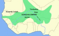 Het Songhai Rijk / Bron: Roke, Wikimedia Commons (CC BY-SA-3.0)