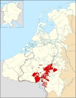 Grondgebied Luik aan het einde van de hoge middeleeuwen / Bron: Sir Iain, Wikimedia Commons (Publiek domein)
