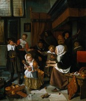 Jan Steen, Sint-Nicolaasfeest (1663-1665) / Bron: Jan Steen (1625 16261679), Wikimedia Commons (Publiek domein)