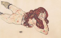 Rustend liggend naakt / Bron: Egon Schiele, Wikimedia Commons (Publiek domein)