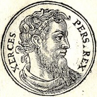  Xerxes, leider van de Perzen  / Bron: Published by Guillaume Rouille (1518-1589), Wikimedia Commons (Publiek domein)