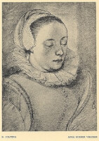 Anna Roemerrsd. Visscher / Bron: Engraving by Hendrick Goltzius (1558-1617), Wikimedia Commons (Publiek domein)