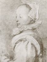 Maria 'Tesselschade' Roemersd. Visscher / Bron: Hendrik Goltzius, Wikimedia Commons (Publiek domein)