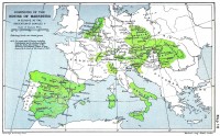 Habsburgse gebieden in Europa onder de Heilig Roomse Keizer Karel V rond 1530 / Bron: Wikipedia