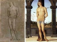Schets en uiteindelijk schilderij door Perugino (±1495) / Bron: Zelf ontworpen compositie