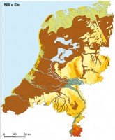 Nederland, ongeveer 500 jaar vóór Christus - dus nog ruim vóór de Romeinse tijd / Bron: RACM & TNO, Wikimedia Commons (CC BY-SA-3.0)