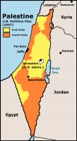 De verdeling van Palestina tussen Joden en Arabieren voorgesteld door de VN / Bron: U.S. Central Intelligence Agency, Wikimedia Commons (Publiek domein)