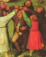 Sommigen zijn ruig en pesterig (haren trekken) / Bron: Pieter Bruegel, Wikimedia Commons (Publiek domein)
