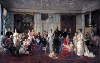 De koninklijke familie verzameld op Fredensborg Slot / Bron: Laurits Tuxen, Wikimedia Commons (Publiek domein)