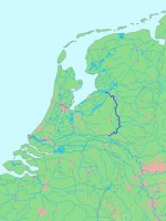De rivier de IJssel op een huidige kaart van Nederland / Bron: M.Minderhoud, Wikimedia Commons (Publiek domein)