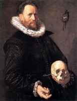 Portret van een man met een schedel in zijn linkerhand; Het eerste gesigneerde werk van Frans Hals, circa 1611 / Bron: Frans Hals (1582/1583–1666), Wikimedia Commons (Publiek domein)