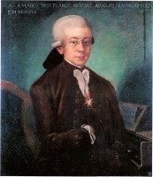 Mozart poserend (!) met zijn Orde van het Gulden Spoor. Schilder: onbekend / Bron: Publiek domein, Wikimedia Commons (PD)