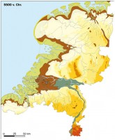 Nederland rond 5.500 voor Christus. / Bron: RACM & TNO, Wikimedia Commons (CC BY-SA-3.0)