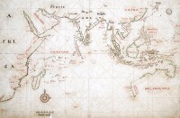 Een oude VOC-kaart met daarop het handelsgebied van de VOC / Bron: Publiek domein, Wikimedia Commons (PD)