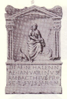 Een tekening van het Nehalennia altaar in Domburg / Bron: Hooiberg, Wikimedia Commons (Publiek domein)