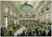 Een schilderij van de Eerste Nationale Vergadering / Bron: R. Vinkeles en D. Vrijdag naar J.Bulthuis, Wikimedia Commons (Publiek domein)