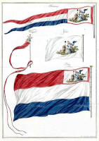 De vlaggen die werden gebruikt in de Bataafse Republiek / Bron: H. Roosing, Wikimedia Commons (Publiek domein)
