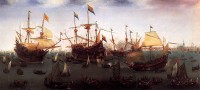 Terugkeer schepen uit de Oost, Vroom (1599) / Bron: Hendrik Cornelisz. Vroom (1562/1563–1640), Wikimedia Commons (Publiek domein)