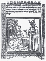 Mariken en Moenen / Bron: Jan van Doesborch (ca. 1518), Wikimedia Commons (Publiek domein)