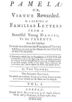 Pamela or virtue rewarded, eerste deel / Bron: Print: C. Rivington & J. Osborn. 1st. upload: Olaf Simons. Cropped and centered by Ottava Rima., Wikimedia Commons (Publiek domein)
