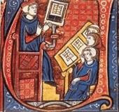 Onderwijs aan een middeleeuwse universiteit / Bron: French school, 14th century, Wikimedia Commons (Publiek domein)