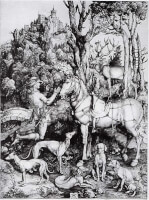 De heilige Sint Eustachias, kopergravure (501) / Bron: Albrecht Dürer, Wikimedia Commons (Publiek domein)