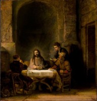 De herrezen Christus te Emmaüs / Bron: Rembrandt, Wikimedia Commons (Publiek domein)