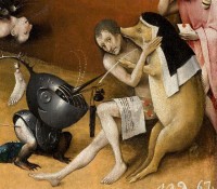 Een varken dat verkleed is als een non probeert een bekentenis af te dwingen. / Bron: Hieronymus Bosch (circa 1450–1516), Wikimedia Commons (Publiek domein)