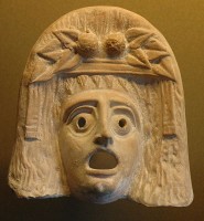  Het masker in het Grieks theater had meerdere functies / Bron: Marie Lan Nguyen, Wikimedia Commons (Publiek domein)