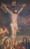  Schilderij van de kruisiging van Christus en altaar. / Bron: Judith Tuenter, Wikimedia Commons (CC BY-SA-3.0)