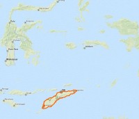 Het eiland Timor, ten zuiden van de Specerijen Eilanden / Bron: Wikimapia